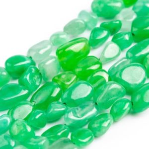 Shop Jade Chip & Nugget Beads! Genuine Natural Grass Green Burma Jade Loose Beads Pebble Chips Shape 5-9mm | Natural genuine chip Jade beads for beading and jewelry making.  #jewelry #beads #beadedjewelry #diyjewelry #jewelrymaking #beadstore #beading #affiliate #ad