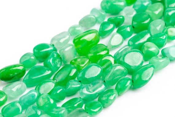 Genuine Natural Grass Green Burma Jade Loose Beads Pebble Chips Shape 5-9mm
