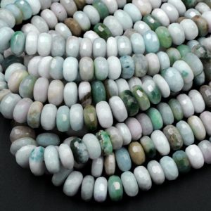 Shop Jade Faceted Beads! Natural Green Burma Burmese Jade 9mm 10mm 12mm Faceted Rondelle Beads Large Center Drilled Disc Real Genuine Burma Jade 15.5" Strand | Natural genuine faceted Jade beads for beading and jewelry making.  #jewelry #beads #beadedjewelry #diyjewelry #jewelrymaking #beadstore #beading #affiliate #ad