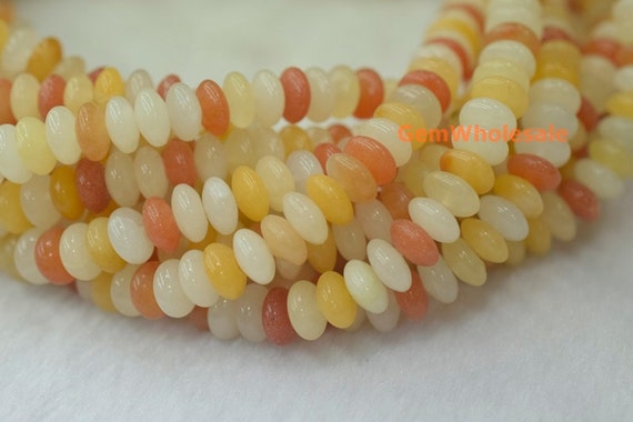 15.5" 8x4mm Natural Old Yellow Jade Rondelle Beads, Natural Old Yellow Jade Disc Beads, Old Yellow Jade Roundel Beads 8x4mm
