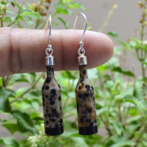 Shop Jasper Earrings! Rare Dalmatian Jasper Earring, Bottle Earrings, 925 Sterling Silver, Natural Gemstone Jewelry, Charm Jewelry, Gift For Her | Natural genuine Jasper earrings. Buy crystal jewelry, handmade handcrafted artisan jewelry for women.  Unique handmade gift ideas. #jewelry #beadedearrings #beadedjewelry #gift #shopping #handmadejewelry #fashion #style #product #earrings #affiliate #ad