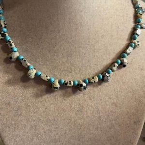 Shop Jasper Necklaces! Dalmatian Jasper Necklace – Turquoise Gemstone Jewelry – Sterling Silver Jewellery – Beaded – Fashion | Natural genuine Jasper necklaces. Buy crystal jewelry, handmade handcrafted artisan jewelry for women.  Unique handmade gift ideas. #jewelry #beadednecklaces #beadedjewelry #gift #shopping #handmadejewelry #fashion #style #product #necklaces #affiliate #ad