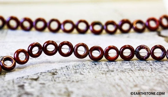 M/ Poppy Jasper 8mm Ring Donut Beads 15.5" Strand Natural Jasper Gemstone Beads For Jewelry Designs