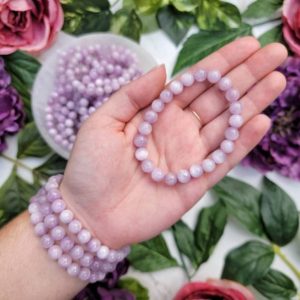 Kunzite Bracelet – Heart and Crown Chakra – No. 785 | Natural genuine Array bracelets. Buy crystal jewelry, handmade handcrafted artisan jewelry for women.  Unique handmade gift ideas. #jewelry #beadedbracelets #beadedjewelry #gift #shopping #handmadejewelry #fashion #style #product #bracelets #affiliate #ad