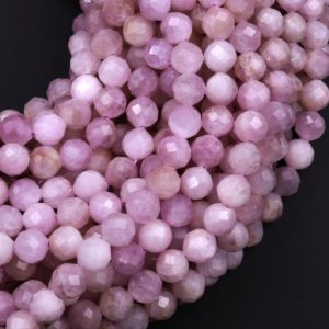 Shop Kunzite Faceted Beads! Natural Kunzite Faceted 4mm 6mm 8mm 10mm Round Beads Laser Diamond Cut Real Genuine Violet Purple Kunzite Gemstone 15.5" Strand | Natural genuine faceted Kunzite beads for beading and jewelry making.  #jewelry #beads #beadedjewelry #diyjewelry #jewelrymaking #beadstore #beading #affiliate #ad