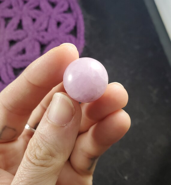 Kunzite Sphere 18mm Mini Crystal Ball Stone Polished Marble Purple Lavender Shimmer Natural High Quality