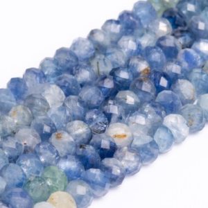 Shop Kyanite Faceted Beads! Genuine Natural Light Blue Kyanite Loose Beads Grade A Faceted Rondelle Shape 5x3mm | Natural genuine faceted Kyanite beads for beading and jewelry making.  #jewelry #beads #beadedjewelry #diyjewelry #jewelrymaking #beadstore #beading #affiliate #ad