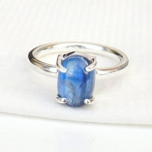 Shop Kyanite Jewelry! Natural Blue Kyanite Ring, Kyanite Gemstone Ring, Prong Ring, Stackable Ring, Tinny Ring, Girl's Ring, 925 Sterling silver Rings-U063 | Natural genuine Kyanite jewelry. Buy crystal jewelry, handmade handcrafted artisan jewelry for women.  Unique handmade gift ideas. #jewelry #beadedjewelry #beadedjewelry #gift #shopping #handmadejewelry #fashion #style #product #jewelry #affiliate #ad