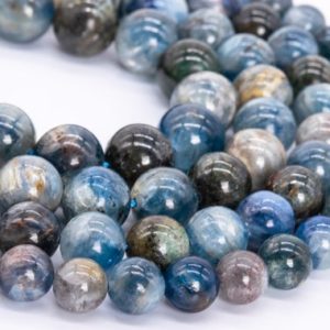 Shop Kyanite Beads! Genuine Natural Deep Green Blue Kyanite Loose Beads Round Shape 9mm 10mm 11mm 12mm | Natural genuine beads Kyanite beads for beading and jewelry making.  #jewelry #beads #beadedjewelry #diyjewelry #jewelrymaking #beadstore #beading #affiliate #ad