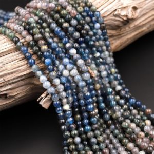 Shop Kyanite Beads! Natural Kyanite 4mm 5mm Round Beads Rare Multicolor Real Genuine Blue Green Kyanite 15.5" Strand | Natural genuine beads Kyanite beads for beading and jewelry making.  #jewelry #beads #beadedjewelry #diyjewelry #jewelrymaking #beadstore #beading #affiliate #ad