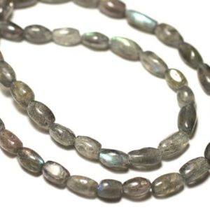 Shop Labradorite Bead Shapes! Thread 39cm 52pc approx – Stone Beads – Labradorite Olives 6-8mm | Natural genuine other-shape Labradorite beads for beading and jewelry making.  #jewelry #beads #beadedjewelry #diyjewelry #jewelrymaking #beadstore #beading #affiliate #ad