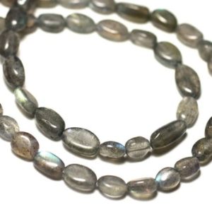 Shop Labradorite Bead Shapes! Wire 39cm 53pc approx – Stone Beads – Labradorite Ovals 6-8mm | Natural genuine other-shape Labradorite beads for beading and jewelry making.  #jewelry #beads #beadedjewelry #diyjewelry #jewelrymaking #beadstore #beading #affiliate #ad