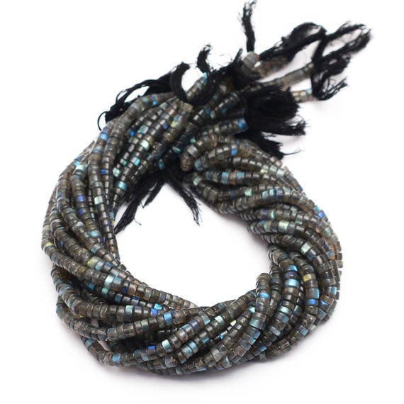 Aaa Labradorite Heishi / Tyre Rondelle | 5mm-6mm Smooth Disc Beads 13inch Strand | Natural Semi Precious Labradorite Blue Fire Gemstone Coin