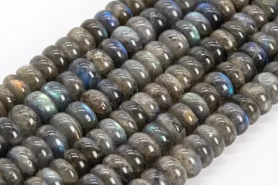 Genuine Natural Gray Labradorite Loose Beads Madagascar Grade Aa Rondelle Shape 9x5mm