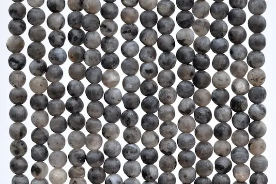 Genuine Natural Matte Black Labradorite Larvikite Loose Beads Round Shape 4mm