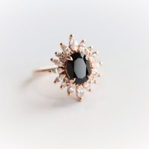 Lana – Black Onyx Ring & Cz ring | 14k Black Onyx Ring | Black Onyx Engagement Ring | Black Onyx Cocktail Ring | Natural genuine Array jewelry. Buy handcrafted artisan wedding jewelry.  Unique handmade bridal jewelry gift ideas. #jewelry #beadedjewelry #gift #crystaljewelry #shopping #handmadejewelry #wedding #bridal #jewelry #affiliate #ad