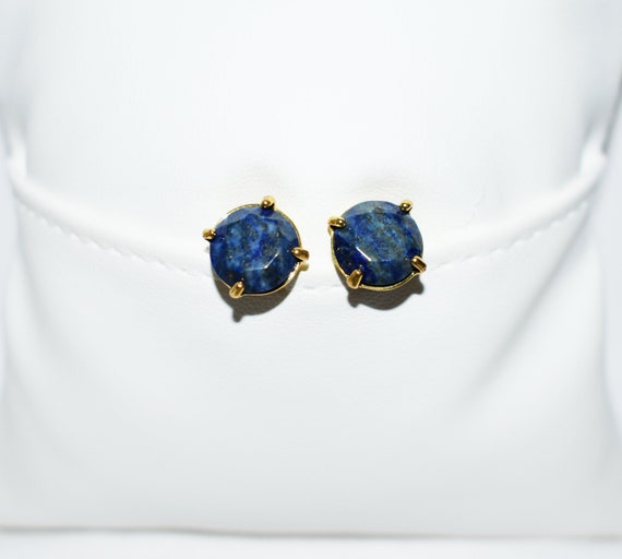 Natural Lapis Lazuli Earrings, Stud Earrings, Faceted Lapis Lazuli Post Earrings, Healing Crystal Earrings, December Birthstone Earrings