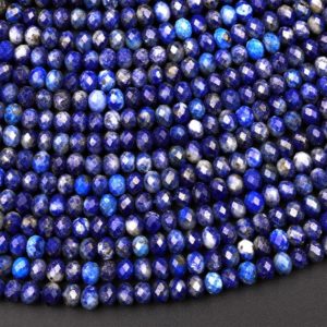 Shop Lapis Lazuli Faceted Beads! Faceted Natural Blue Lapis Lazuli Rondelle Beads 4mm 6mm 15.5" Strand | Natural genuine faceted Lapis Lazuli beads for beading and jewelry making.  #jewelry #beads #beadedjewelry #diyjewelry #jewelrymaking #beadstore #beading #affiliate #ad