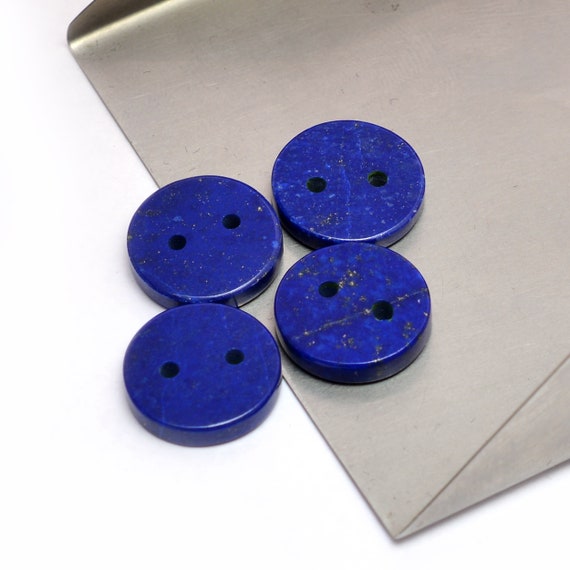Aaa+ Lapis Lazuli 14x3mm Round Gemstone Buttons | Blue Natural Lapis Loose Gemstone Buttons | 1.5mm Double Hole Semi Precious Smooth Buttons