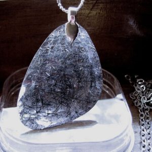 Large Free Form Black /Clear Tourmalinated Quartz Rose Cut Slice Handmade Pendant Necklace Sterling Silver Chain fine jewelry 18 20 22 24 | Natural genuine Tourmalinated Quartz pendants. Buy crystal jewelry, handmade handcrafted artisan jewelry for women.  Unique handmade gift ideas. #jewelry #beadedpendants #beadedjewelry #gift #shopping #handmadejewelry #fashion #style #product #pendants #affiliate #ad