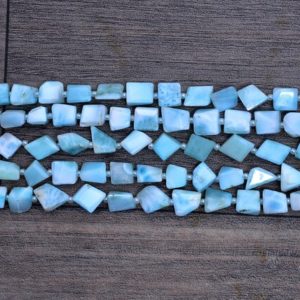 Shop Larimar Chip & Nugget Beads! Natural AAA+ Larimar 6mm-9mm Gemstone Faceted Nuggets | Larimar Semi Precious Gemstone Stepcut Tumbled Beads for Jewelry Making | 7" Strand | Natural genuine chip Larimar beads for beading and jewelry making.  #jewelry #beads #beadedjewelry #diyjewelry #jewelrymaking #beadstore #beading #affiliate #ad