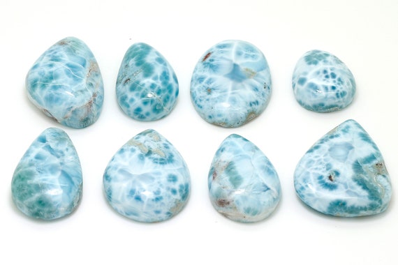Natural Dominican Larimar Cabochon - Chips Rock Stone Gemstone Pear Tear Oval Round Shape Beads For Ring Necklace Pendant Jewelry - Pgl87