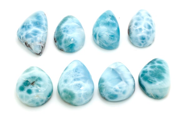 Natural Dominican Larimar Cabochon - Chips Rock Smooth Stone Gemstone Round Pear Tear Oval Beads For Ring Necklace Pendant Jewelry - Pgl107