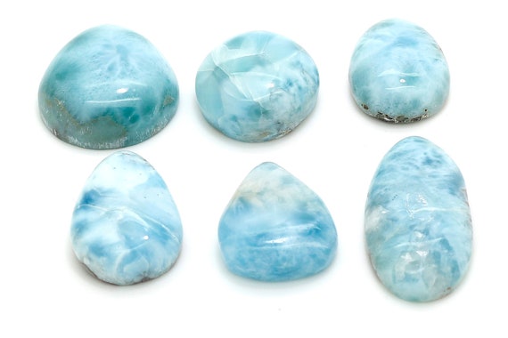 Natural Dominican Larimar Cabochon - Chips Rock Smooth Stone Gemstone Round Pear Tear Oval Beads For Ring Necklace Pendant Jewelry - Pgl103
