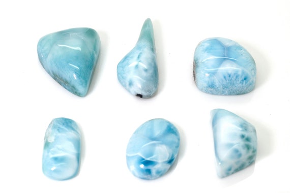 Natural Dominican Larimar Cabochon - Chips Rock Stone Gemstone Tear Drop Shape Beads For Ring Necklace Pendant Jewelry - Pgl71