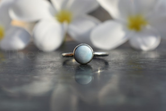 Silver Larimar Ring, Larimar Jewelry, 925 Silver Ring, Gemstone Ring, Simple Ring, Gift For Her, Boho Ring, Dainty Ring, Christmas Offer