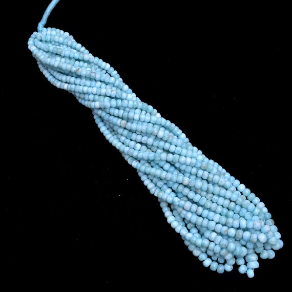 Aaa+ Larimar Gemstone 4mm-6mm Smooth Rondelle Beads | 8" Strand | Natural Dominican Larimar Semi Precious Gemstone Loose Beads For Jewelry