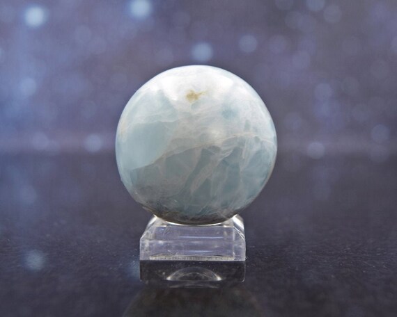 Polished Larimar Sphere From Dominican Republic | Caribbean Blue Pectolite | Rare | 36.3mm | 71 Grams
