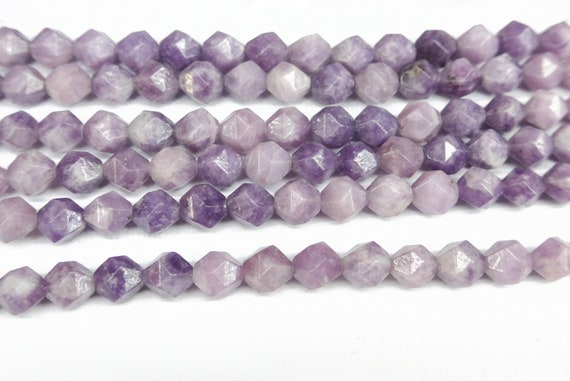 Purple Mica Star Shape Beads - Violet Purple Lepidolite Beads -  Natural Star Cut Gemstone Beads - Purple Beading Beads - Faceted Beads