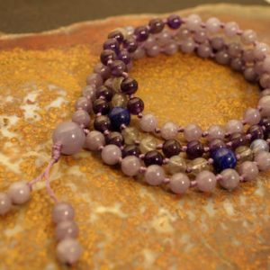Shop Lepidolite Necklaces! Lepidolite Mala Beads • Hand Knotted Blue Lepidolite Mala • Lilac Lepidolite Tassel Necklace • Violet Mala • Yoga Fashion • 6mm • 3228 | Natural genuine Lepidolite necklaces. Buy crystal jewelry, handmade handcrafted artisan jewelry for women.  Unique handmade gift ideas. #jewelry #beadednecklaces #beadedjewelry #gift #shopping #handmadejewelry #fashion #style #product #necklaces #affiliate #ad