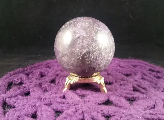 Lepidolite Sphere Crystal Ball 60mm Stones Carved Crystals Polished Sparkly Purple Lithium Mica Carving Choose Your Stand