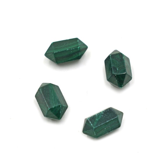 Genuine Malachite Double Terminated Carved Points Gemstone 6x12mm Terminated Points Wands Malachite Bullet Jewelry Making Gemstone Supply