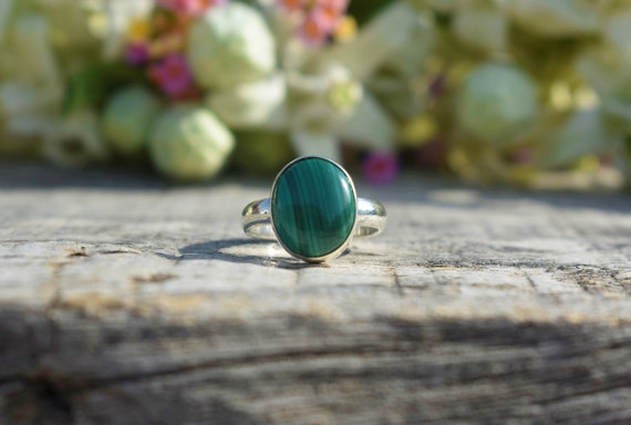 Natural Malachite Ring, 925 Sterling Silver Ring, Oval Malachite Gemstone Ring, Bezel Set, Statement Ring, Green Gemstone Ring, Sale Gifts Natural Malachite Ring, 925 Sterling Silver Ring, Oval Malachite Gemstone Ring, Bezel Set, Statement Ring, Green Gemstone Ring, Sale Gifts