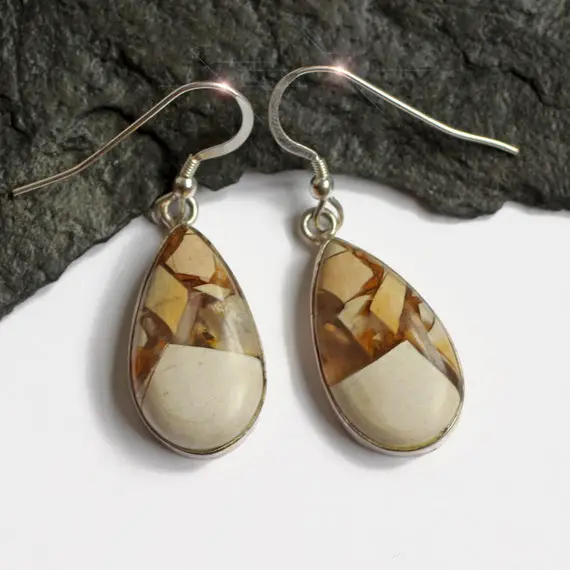 Abstract Desert - Beautiful Brecciated Mookaite Sterling Silver Earrings