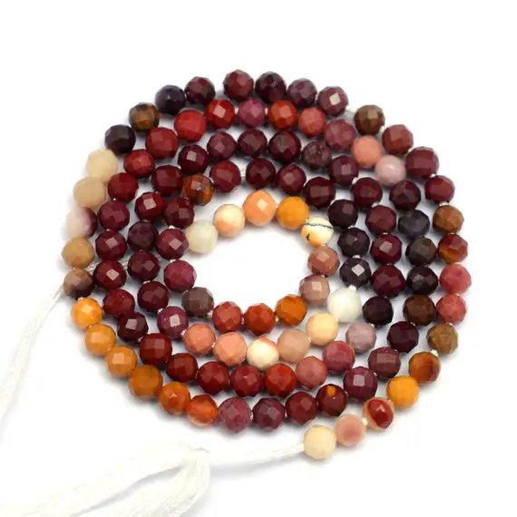Natural Aaa+ Mookaite Gemstone 3mm Micro Faceted Beads | Mookaite Semi Precious Gemstone Loose Round Beads For Jewelry Making | 13" Strand