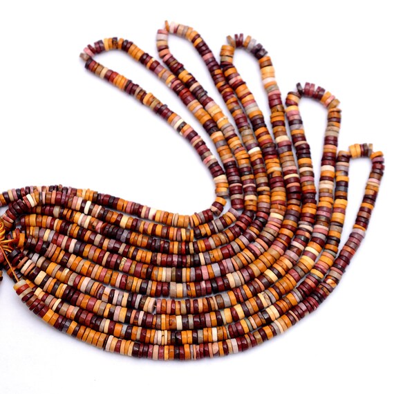 Aaa+ Mookaite 5mm-6mm Smooth Heishi Rondelle Beads | 16inch Strand | Natural Mookaite Semi Precious Gemstone Spacer / Coin / Wheel Beads