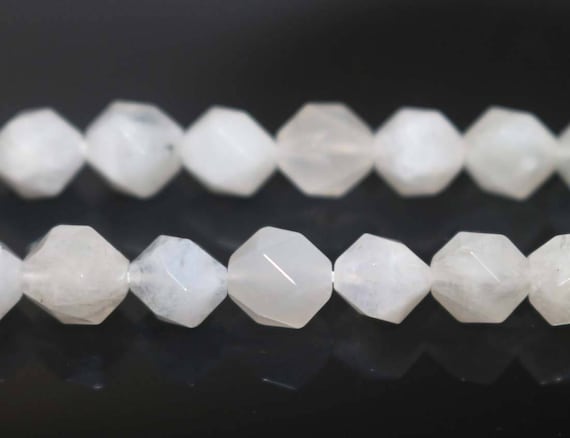 Natural Faceted White Moonstone Nugget Beads,white Moonstone Beads,star Cut Faceted Beads,6mm 8mm 10mm 12mm Natural Beads,one Strand 15",