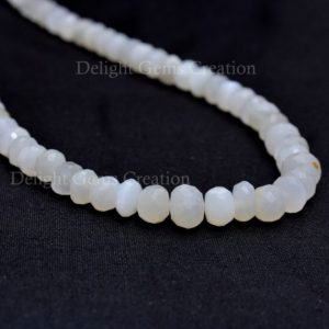 Shop Moonstone Necklaces! Natural White Moonstone Necklace, Faceted Rondelle Beaded Necklace, 7-8.5 mm, Moonstone Rondelle Bead, Healing Gemstone, Meditation Necklace | Natural genuine Moonstone necklaces. Buy crystal jewelry, handmade handcrafted artisan jewelry for women.  Unique handmade gift ideas. #jewelry #beadednecklaces #beadedjewelry #gift #shopping #handmadejewelry #fashion #style #product #necklaces #affiliate #ad