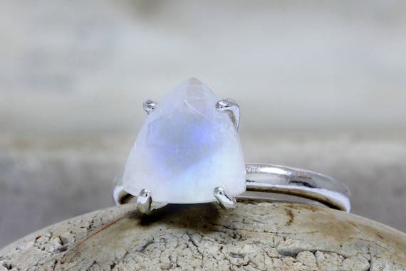 Silver Trillion Ring · Triangle Ring · Moonstone Ring · Sterling Silver Ring · Silver Stack Ring · Stacking Ring · Stacking Ring