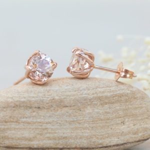Shop Morganite Earrings! Morganite Stud Earrings with Genuine Peachy Pink Morganites LS6183, Lifetime Care Plan Included, Genuine Gems and Diamonds LS6183 | Natural genuine Morganite earrings. Buy crystal jewelry, handmade handcrafted artisan jewelry for women.  Unique handmade gift ideas. #jewelry #beadedearrings #beadedjewelry #gift #shopping #handmadejewelry #fashion #style #product #earrings #affiliate #ad