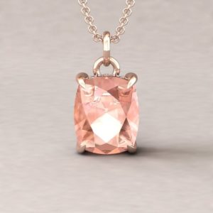 Shop Morganite Pendants! Rectangular Cushion Morganite Pendant – 11x9mm "Beverly" Pendant with Genuine F, VS2 Diamonds – by Laurie Sarah – LS5739 | Natural genuine Morganite pendants. Buy crystal jewelry, handmade handcrafted artisan jewelry for women.  Unique handmade gift ideas. #jewelry #beadedpendants #beadedjewelry #gift #shopping #handmadejewelry #fashion #style #product #pendants #affiliate #ad