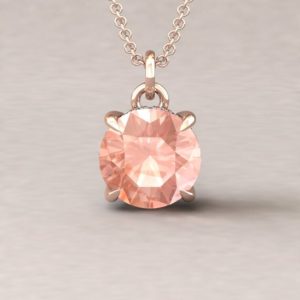 Shop Morganite Pendants! Round Solitaire Morganite Pendant, Fang Prongs and Hidden Diamond Halo, Lifetime Care Plan Included, Genuine Gems and Diamonds LS5740 | Natural genuine Morganite pendants. Buy crystal jewelry, handmade handcrafted artisan jewelry for women.  Unique handmade gift ideas. #jewelry #beadedpendants #beadedjewelry #gift #shopping #handmadejewelry #fashion #style #product #pendants #affiliate #ad