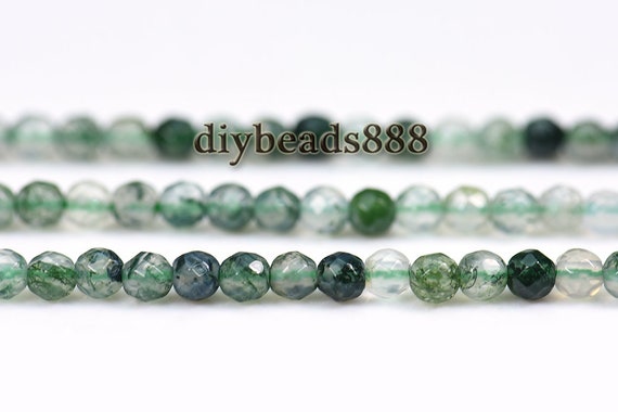 Moss Agate Faceted Round Beads,agate Beads,natural,gemstone,diy Beads,2mm 3mm For Choice,15" Full Strand