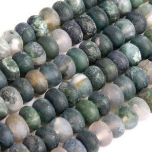 Shop Moss Agate Rondelle Beads! Matte Botanical Moss Agate Beads Grade AAA Genuine Natural Gemstone Rondelle Loose Beads 8x5MM | Natural genuine rondelle Moss Agate beads for beading and jewelry making.  #jewelry #beads #beadedjewelry #diyjewelry #jewelrymaking #beadstore #beading #affiliate #ad