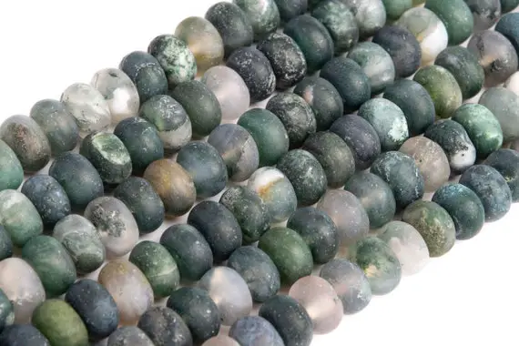 Matte Botanical Moss Agate Beads Grade Aaa Genuine Natural Gemstone Rondelle Loose Beads 8x5mm