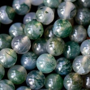 Shop Moss Agate Round Beads! 15" AA 6mm/8mm Natural Moss agate round beads, Natural Green gemstone, semi-precious stone, DIY jewelry beads, gemstone wholesaler | Natural genuine round Moss Agate beads for beading and jewelry making.  #jewelry #beads #beadedjewelry #diyjewelry #jewelrymaking #beadstore #beading #affiliate #ad